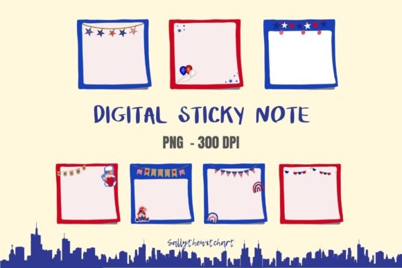 4th of July Digital Sticky Note PNG