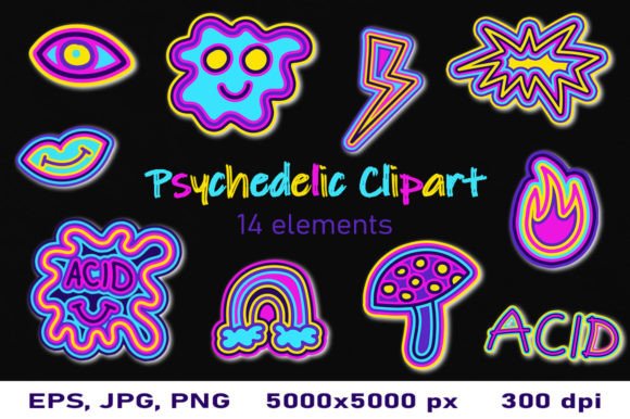 Acid Trippy Psychedelic Clipart: A Vibrant Resource for Creative Projects