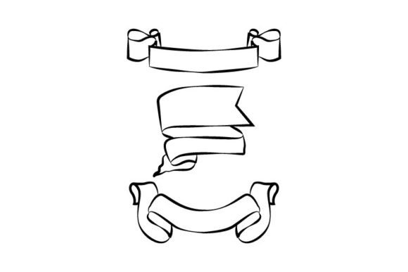 Banner Ribbon Outline Drawing Design for Versatile Use