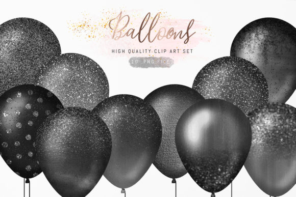 Black Glitter Sparkle Balloons Clipart: Elevate Your Designs with Elegance