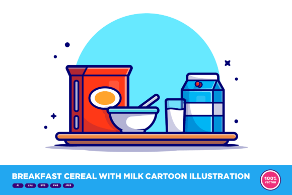 Breakfast Cereal with Milk Cartoon: A Versatile Design Asset for Creative Projects