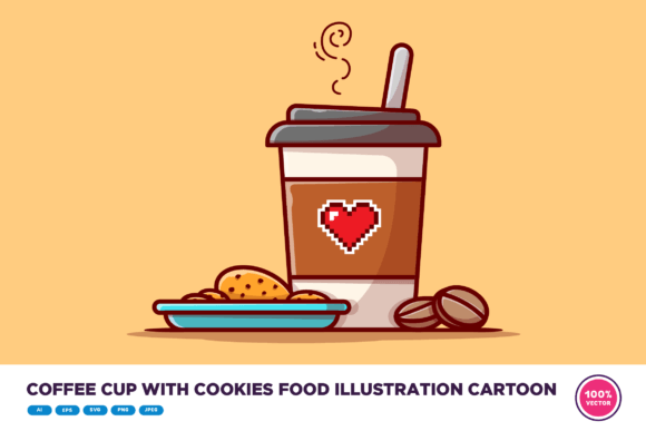 Coffee Cup with Cookies Food Cartoon: A Versatile Design Element for Creative Projects