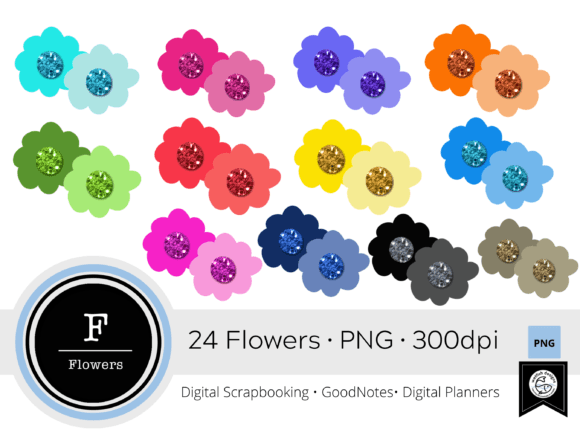 Colorful PNG Flowers Clipart Set 2 for Digital Projects