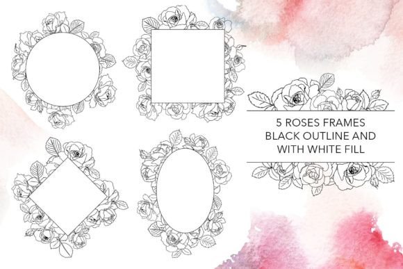 Elegant Line Art Roses Frames for Professional Design