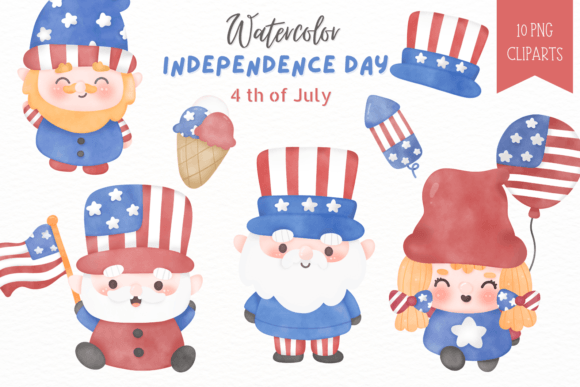 Elevating Patriotic Branding and Personal Projects with Independence Day Gnome, 4th July Clipart