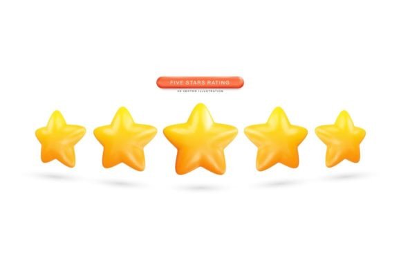 Five Stars Rating Realistic 3d Vector