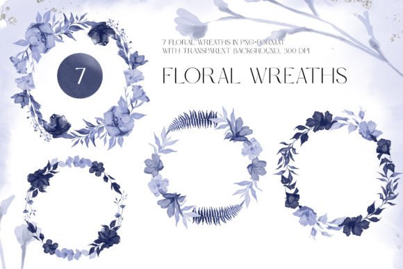 Navy Blue Watercolor Wreaths: A Timeless Design Element for Creative Projects