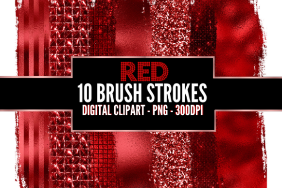 Red Brush Stroke Clipart Set