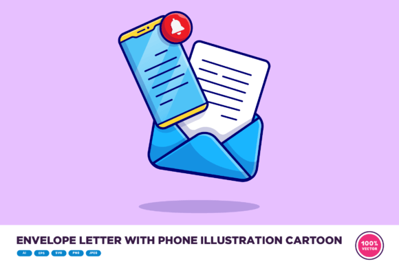 The Envelope Letter with Phone Illustration: A Modern Design Asset for Creative Projects