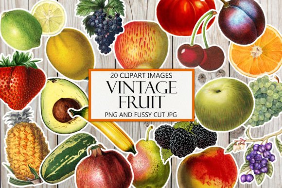 Vintage Fruit Clipart: A Nostalgic Design Asset