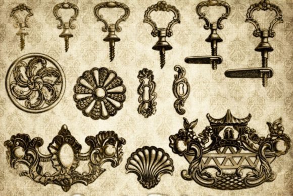 Vintage Ornate Fixings PNG Cliparts: Timeless Elegance for Modern Design
