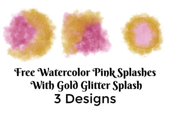 Watercolor Pink Splashes with Gold Glitters: A Digital Art Asset