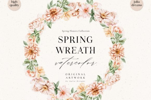 Watercolor Spring Flowers Wreath 2 PNG